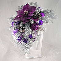 Новогодний декоративный подсвечник-фонарь (фиолетовый)