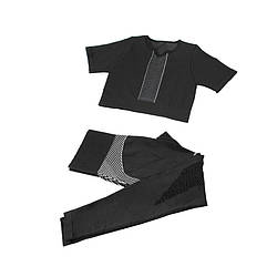 Набір жіночих гетри та топ-Леско Королева Джейн 101 Чорно-сірий S для фітнес-спорту