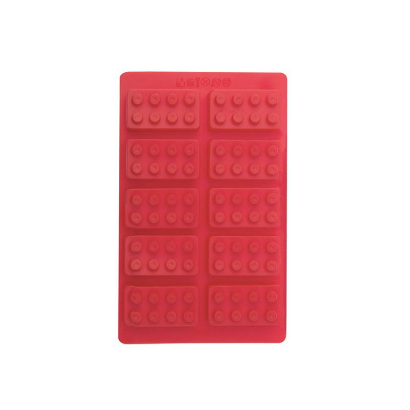 Силіконова форма для льодових наборів Lego червона, фото 1