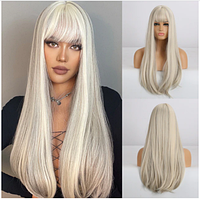 Перука з човником довгі прямі волосся світлий блонд