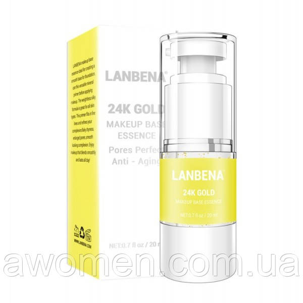 Уценка! Антивікова основа під макіяж із золотом Lanbena 24k Gold Makeup 20 ml (без коробки), фото 1