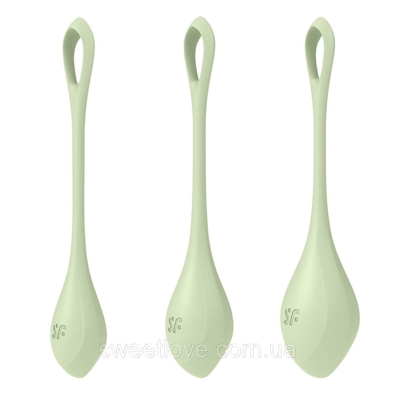 Набір йоні намистин Satisfyer Yoni Power 2 Light Green, діаметр 2-2,5-3см, вага 22-44-73гр