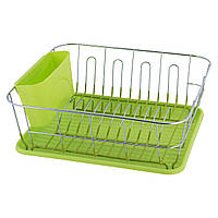 Сушарка для посуду Kamille KM-0763A 37*33*13,5 см Зелений Сушарка для посуду з піддоном Сушарки для посуду