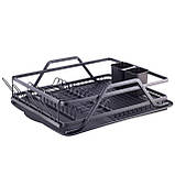 Сушарка для посуду Kamille 59х38х13 см з алюмінію з піддоном KM-0751, фото 9