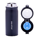 Термос-пляшка з нержавіючої сталі Kamille KM-2005 360мл Чорний Стильний термос для води Термос-пляшка, фото 7