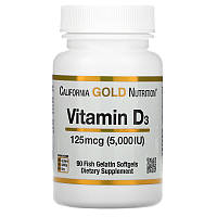 Витамины и минералы California Gold Nutrition Vitamin D3 125 mcg, 90 рыбных капсул