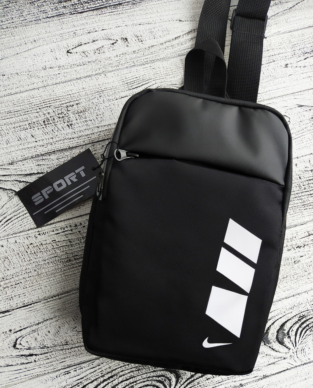 Мужская спортивная сумка Nike, черная сумка слинг Nike, мужская барсетка Nike, слинг Nike через плечо - фото 1 - id-p1541938950