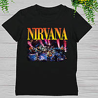 Футболка чорна з оригінальним принтом "Nirvana. Нірвана (жовтий напис)" Push IT