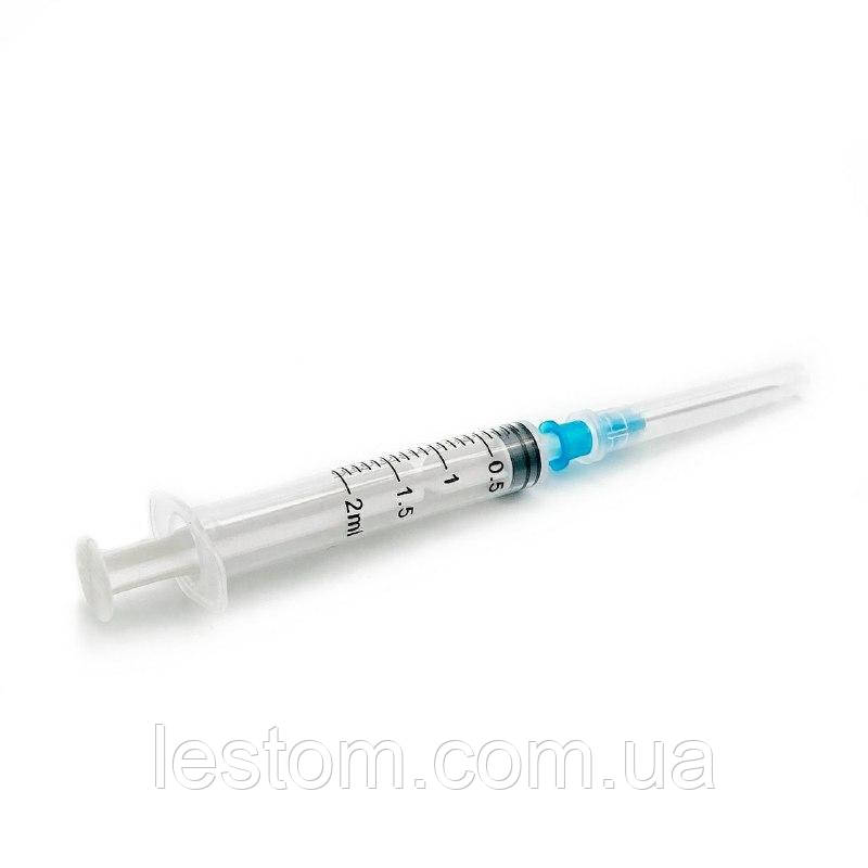 Шприц ін'єкційний 3-х компонентний 2 мл з голкою, фото 1