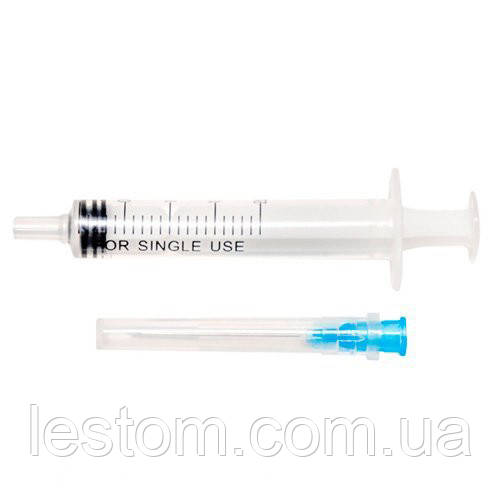 Шприц ін'єкційний 3-х компонентний 2 мл з голкою Мedicare