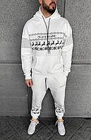Белый спортивный костюм мужской флис Black Island, утеплённый мужской спортивный костюм Турция зима S