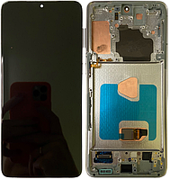 Дисплей модуль тачскрин Samsung G996 Galaxy S21+ 5G черный Amoled оригинал переклеенное стекло в