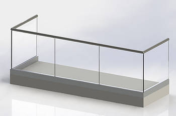 Поручні зі склом для балконів із неіржавкої сталі AISI 304 з накидним поручнем на затискному профілі