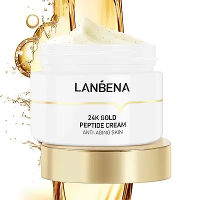 Антивіковий пептидний крем для обличчя Lanbena 24K Gold Peptid з 24-каратним золотом Cream 50 g