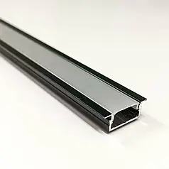 Набір Biom профіль алюм. врізний LPV-7B 6,8х16мм чорний розсіювач матовий плоский LPV-7B+LM-UT