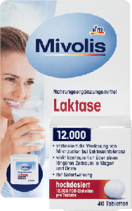 Харчова домішка Mivolis Laktase 12.000 Tabletten 40 St., 14 g