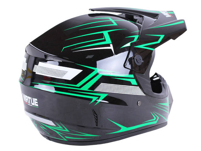 Шлем мотоциклетный кроссовый VIRTUE MD-905 size M зеленый с черным ...