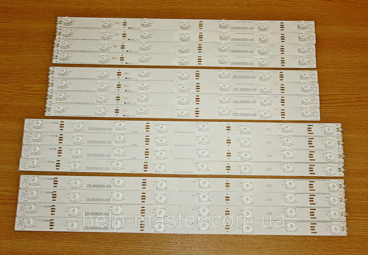 ZBJ60600-AB, ZBK60600-AB, ZBL60600-AB, ZBM60600-AB комплект led планок на телевизор