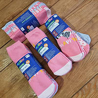 Комплект махровых носков для девочки из 5 пар, размер обуви 23-26, цвет розовый, светло-серый