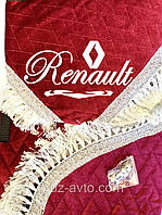 Штори в кабіну Рено RENAULT преміум лобове скло-1 і бічні-2 логотип світловідбиваючий бордовий колір