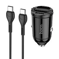 Автомобильное зарядное устройство Hoco NZ2 1USB + Type-C Link PD30W+QC3.0 Black + Cable Type-C to Type-C 1m