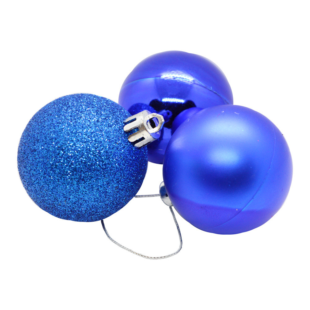 Набір новорічних куль ПІОНЕR, кулі на ялинку 24 шт, діаметр 5 см,сині