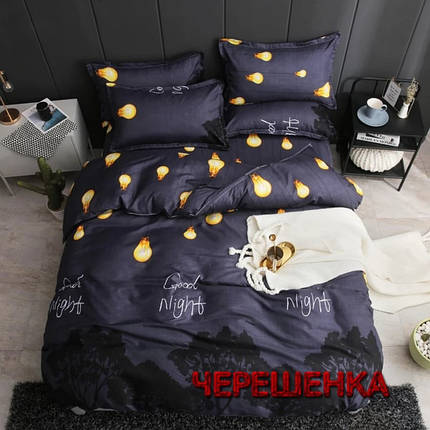 Тканина для постільної білизни Бязь "Gold" Lux GL3758 (50м) лампочки, good night, фото 1