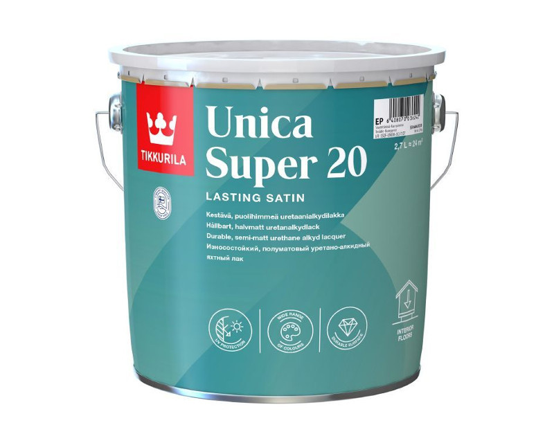 Лак яхтовий UNICA SUPER TIKKURILA 20 алкід-уретановий напівматовий 2,7 л