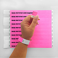 Паперовий одноразовий контрольний браслет Tyvek з вашим логотипом Рожевий 1000 шт