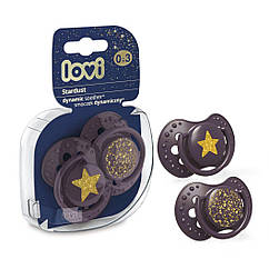 Пустушка силіконова динамічна LOVI Stardust фіолетова (2шт\уп) 0-3 міс