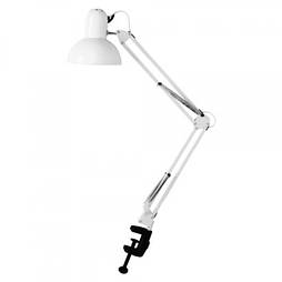 Настільна лампа на струбцині гнучка E27 біла Світильник настільний для роботи та навчання