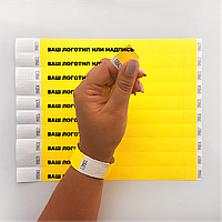 Паперовий одноразовий контрольний браслет Tyvek з вашим логотипом Жовтий 500 шт