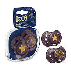 Пустушка силіконова динамічна LOVI Stardust фіолетова (2шт\уп) 6-18 міс