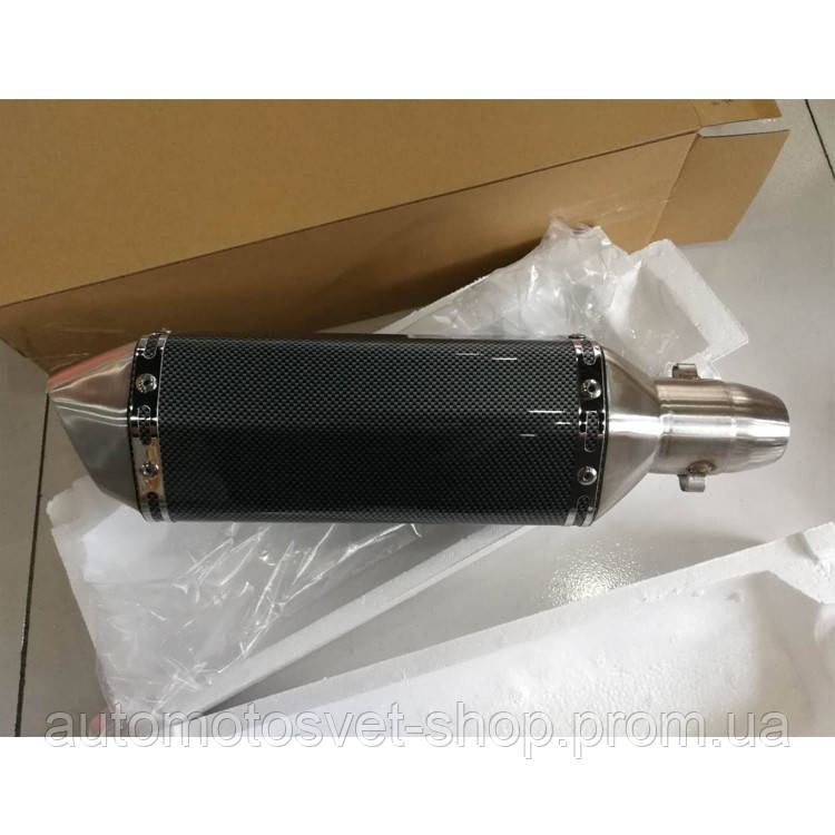 Глушник Akrapovic прямоточний мото глушник 37 см прямоток діаметр 38/51 TEKKEN мм Akrapovic карбон флейта