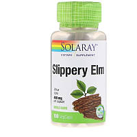 Solaray, Красный вяз, 400 мг, Slippery Elm, 100 легко глотаемых капсул