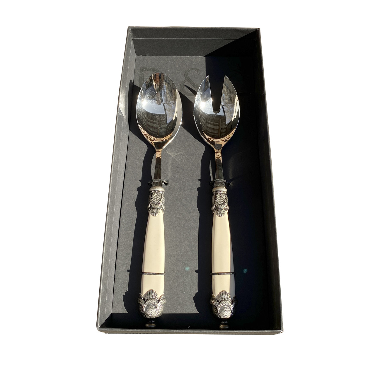 Набір ложок для салату Domus&Design Siena Antique Steel Ivory 2 шт CD3SIAS/AV