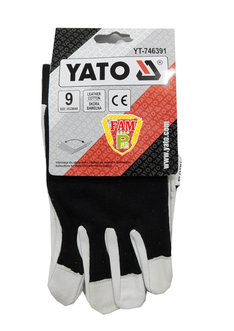 Рукавички робочі комбіновані біло-чорні YATO, YT-746391