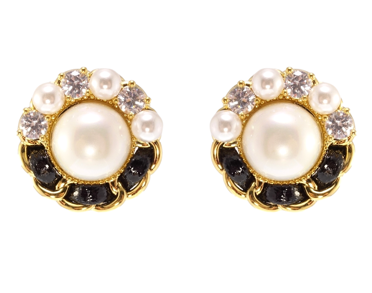 Сережки Xuping QQMM Позолота 14K пусети "Перлинні каблучки з фіанітами"