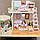 Ляльковий 3D будинок конструктор Румбокс DIY House Румбокс Hongda craft Pink loft M033 із захисним куполом від пилу, фото 6