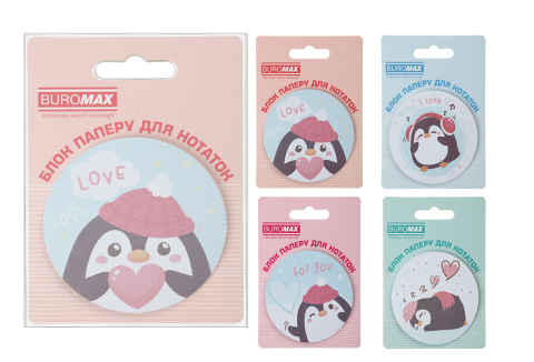 Блок для заміток з клейким шаром BM.2381-74 PENGUIN діам. 70мм, 30арк (24), фото 1