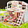 Ляльковий 3D будинок конструктор Румбокс DIY House Румбокс Hongda craft Pink loft M033 із захисним куполом від пилу, фото 6
