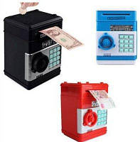 ОПТ Електронний сейф скарбничка Number Bank "Банкомат" дитячий подарунок із кодовим замком і купюроприймачем Синій