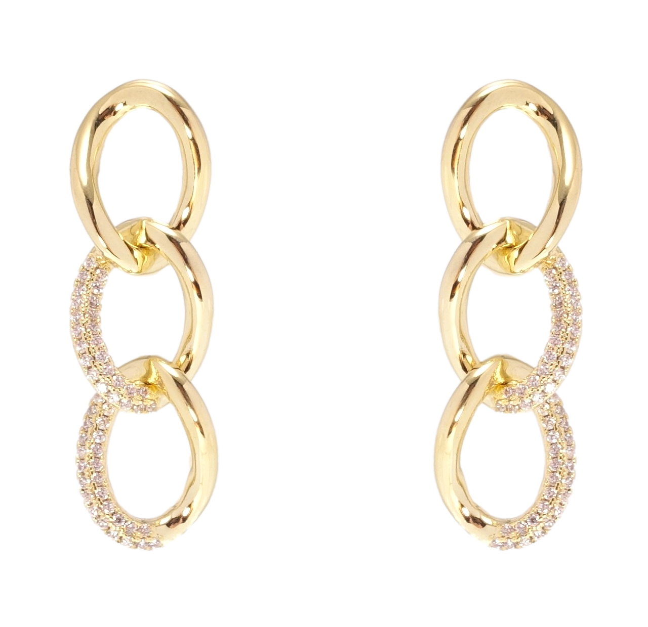Сережки Xuping QQMM Позолота 14K пусети "Ланцюжок з цирконієм"