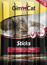 Ласощі для кішок GimCat Джимкет grain-free Sticks палички з птахом, 4 шт