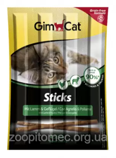 Ласощі для кішок GimCat Джимкет Sticks Lamb ягня, 1 шт