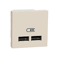 Unica New розетка двойная USB 2,1А 2 модуля беж Schneider Electric, NU341844