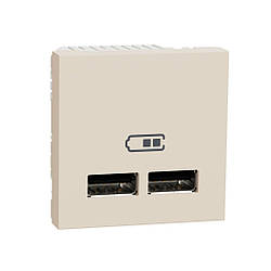 Unica New розетка подвійна USB 2,1 А 2 модулі беж Schneider Electric, NU341844