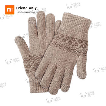 Зимові теплі рукавички Xiaomi FO Touch Screen Gloves для сенсорних екранів чоловічі жіночі Бежевий 2016P