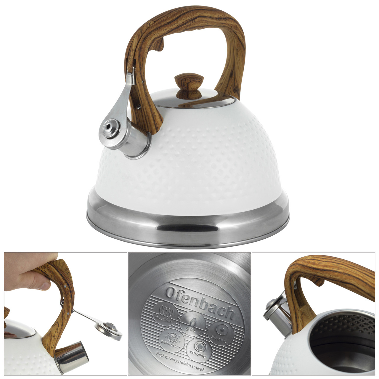 Чайник 2,7 л з нержавіючої сталі зі свистком і ручкою soft touch ТМ Kamille, фото 1