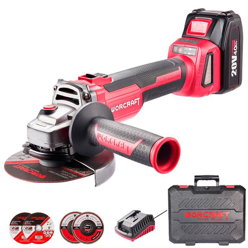 Акумуляторна УШМ Worcraft CAG-S20LIBH-125 B (комплект), фото 1